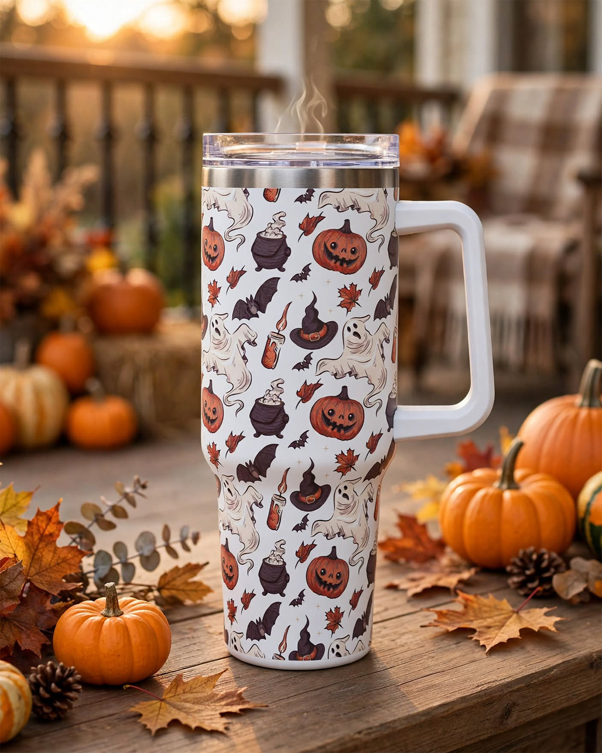 40oz Tumbler With Handle and Straw Lid – 1200ml Insulated Stainless Steel Tumbler, Cold 24H / Hot 12H, Leak-Proof, Cup Holder Friendly – 42+ Prints