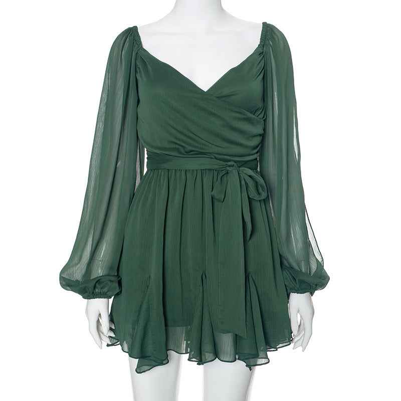 Women's Solid Color Slim Fit Short Dress - Trendy Style
