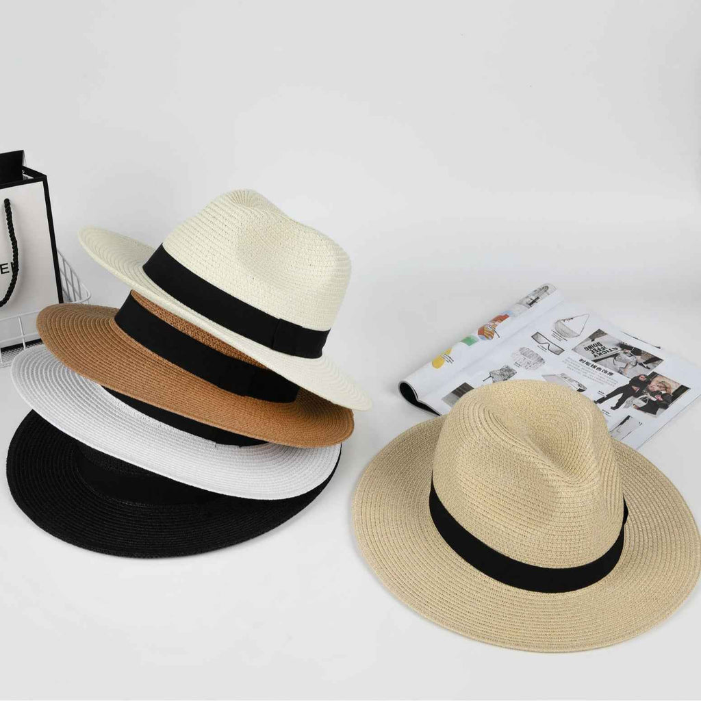 Women's Large Head Panama Straw Hat, Breathable UV Protection Summer Cap