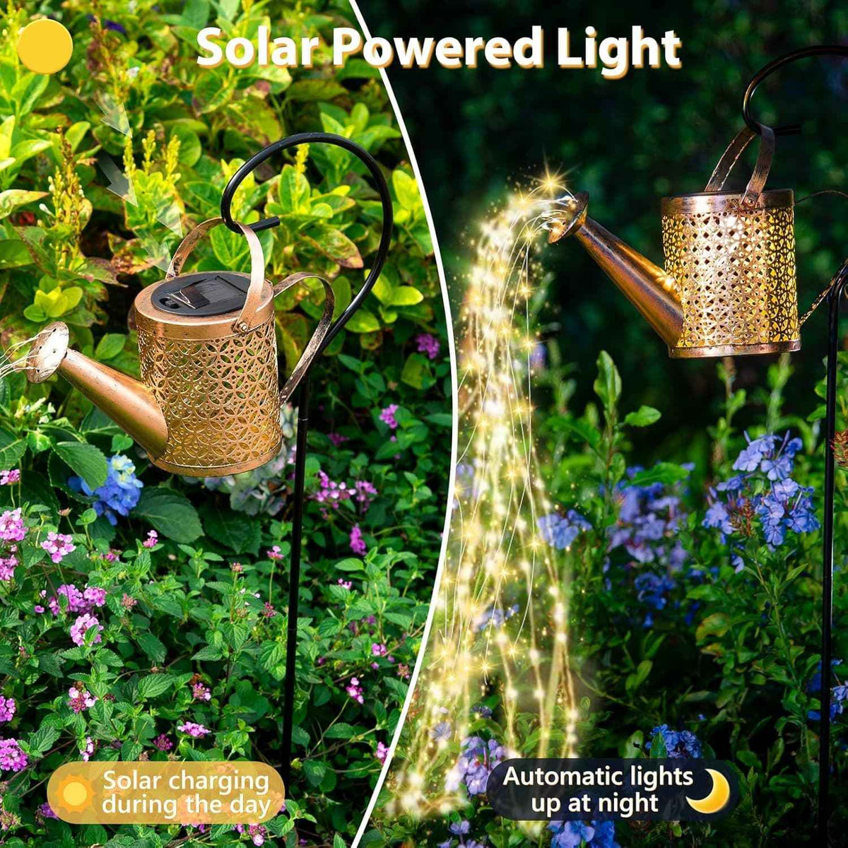 Outdoor Solar Watering Can With Lights Garden Decor Large Solar Powered Lanterns Hanging Waterproof LED Decorative Retro Metal Kettle String Lights For Table Yard Pathway Walkway Gardening Gifts