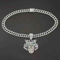 3D Diamond Tiger Head Football Pendant - Zinc Alloy & Stainless Steel