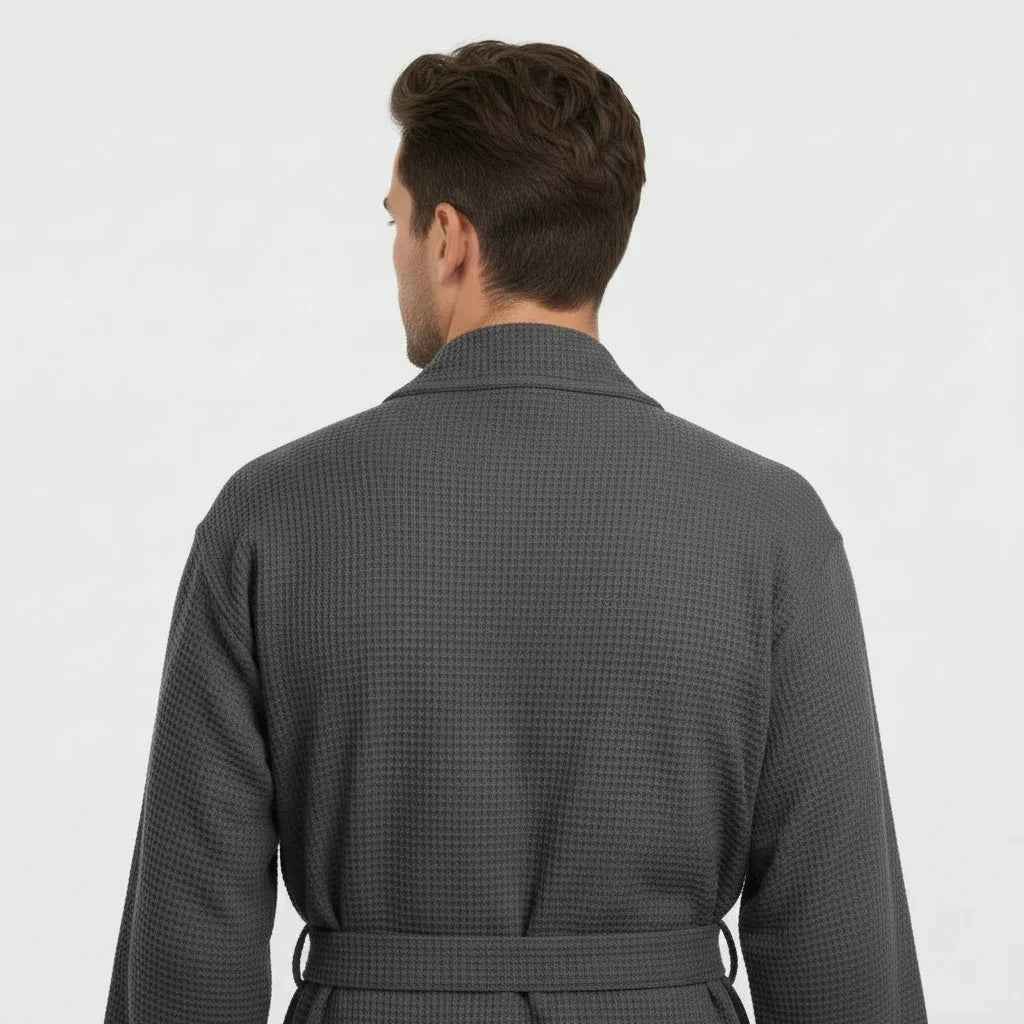 Men's Waffle Spa Bathrobe - Quick Dry, Lightweight Kimono