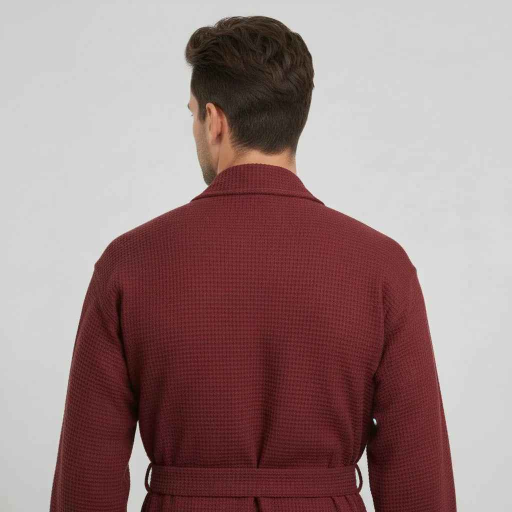 Men's Waffle Spa Bathrobe - Quick Dry, Lightweight Kimono