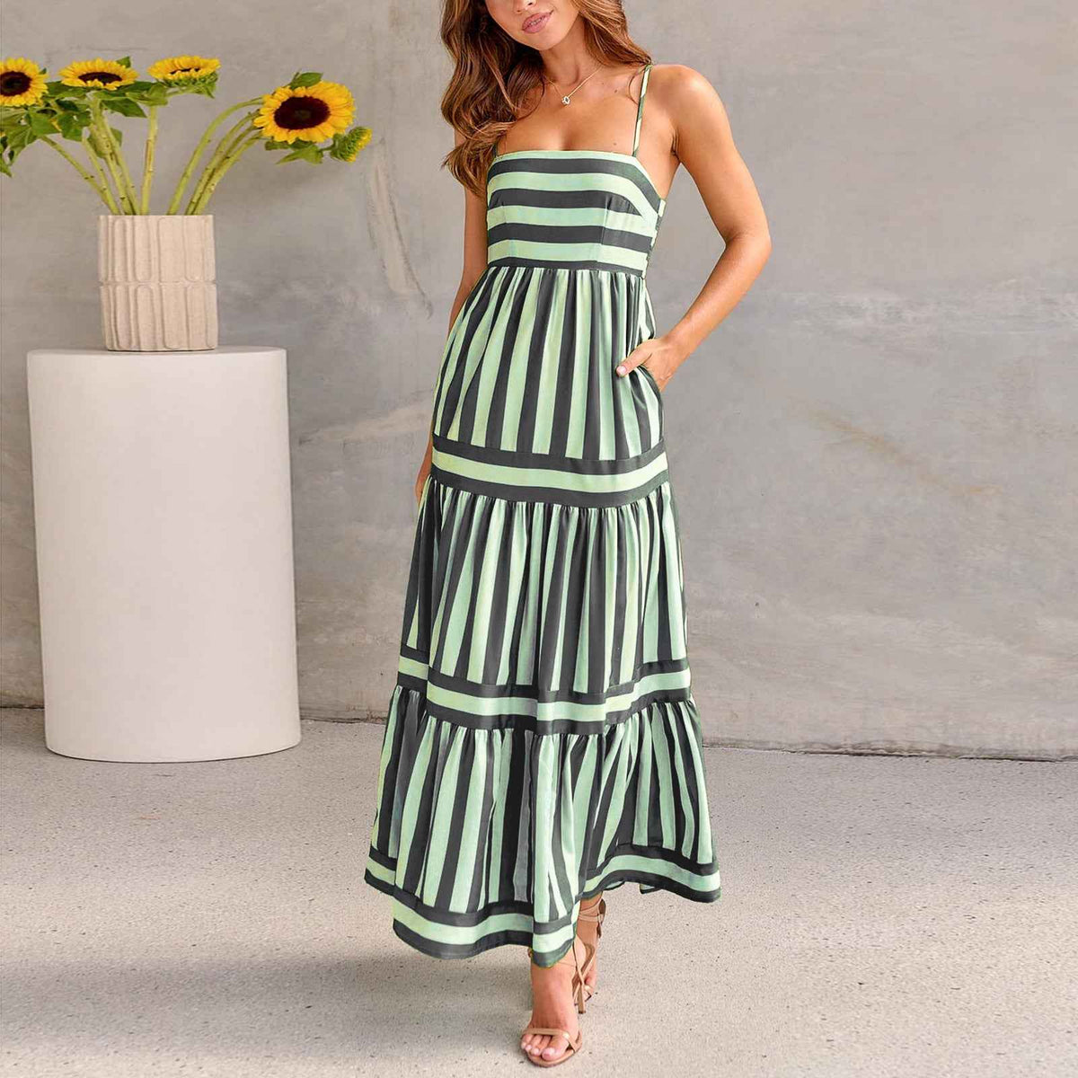 Summer Striped Backless Suspender Dress - Unique & Stylish Beachwear for Women