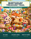 Birthday Treasure Trail original illustrated cover indoor scavenger hunt two alternative 10 clue routes