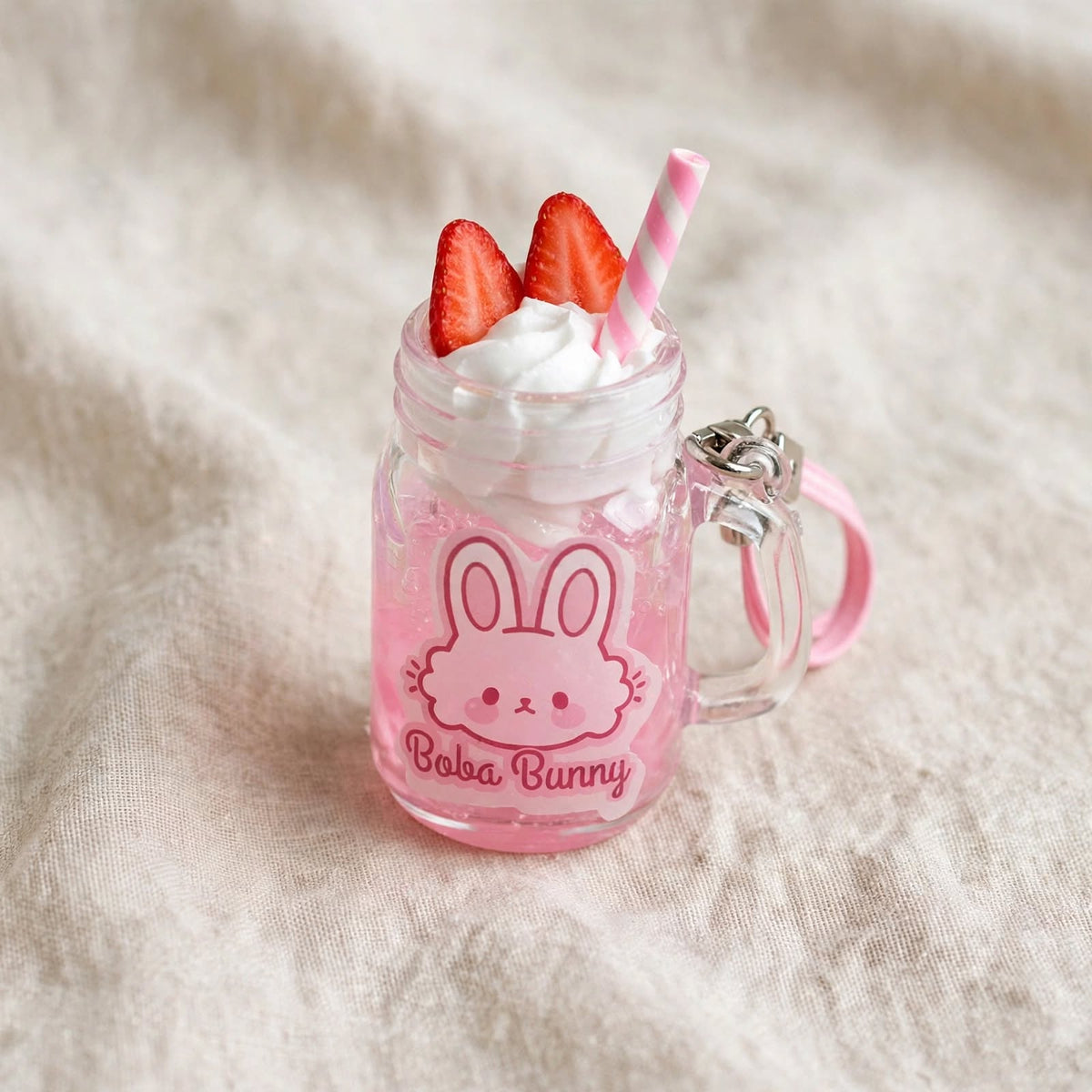 Boba Bunny Strawberry Milk Keychain - Kawaii Boba Cup Charm | 5 Styles