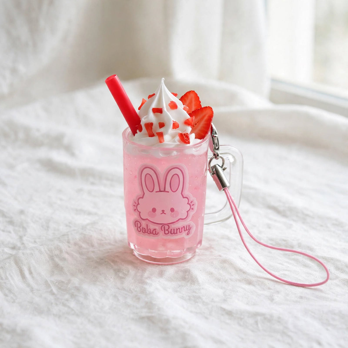 Boba Bunny Strawberry Milk Keychain - Kawaii Boba Cup Charm | 5 Styles
