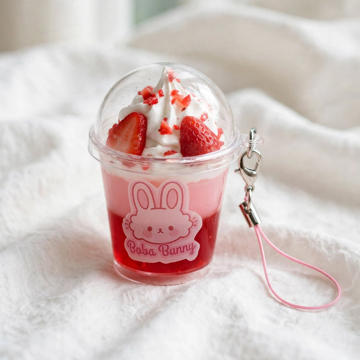 Boba Bunny Strawberry Milk Keychain - Kawaii Boba Cup Charm | 5 Styles