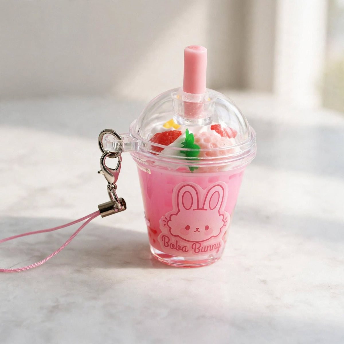 Boba Bunny Strawberry Milk Keychain - Kawaii Boba Cup Charm | 5 Styles