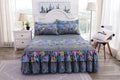 Luxury Floral Ruffle Bed Skirt Set - Double Ruffle Bedspread with 4 Pillowcases - Pink Floral Bedding Set - Soft Breathable Bed Skirt Cover