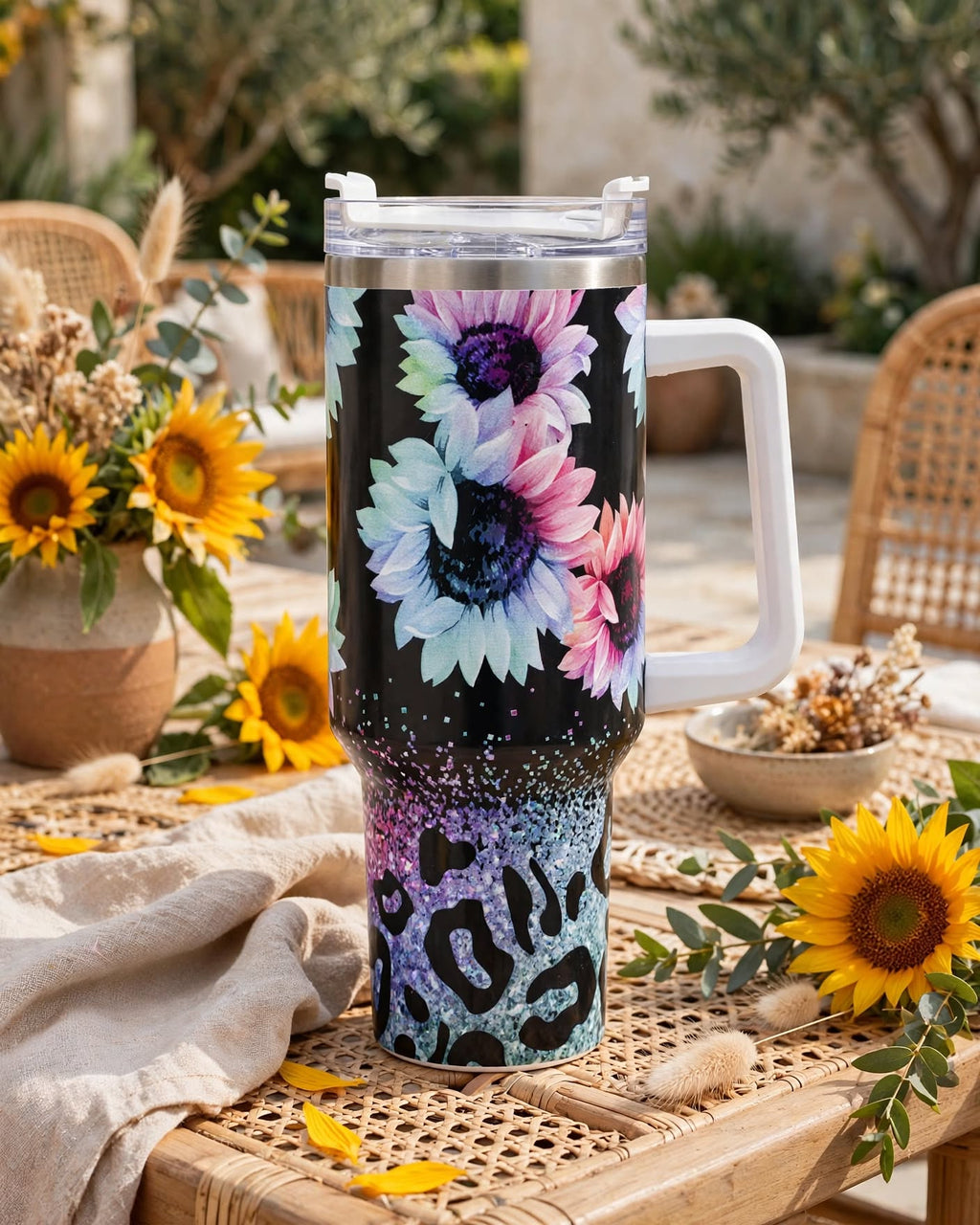40oz Tumbler With Handle and Straw Lid – 1200ml Insulated Stainless Steel Tumbler, Cold 24H / Hot 12H, Leak-Proof, Cup Holder Friendly – 42+ Prints