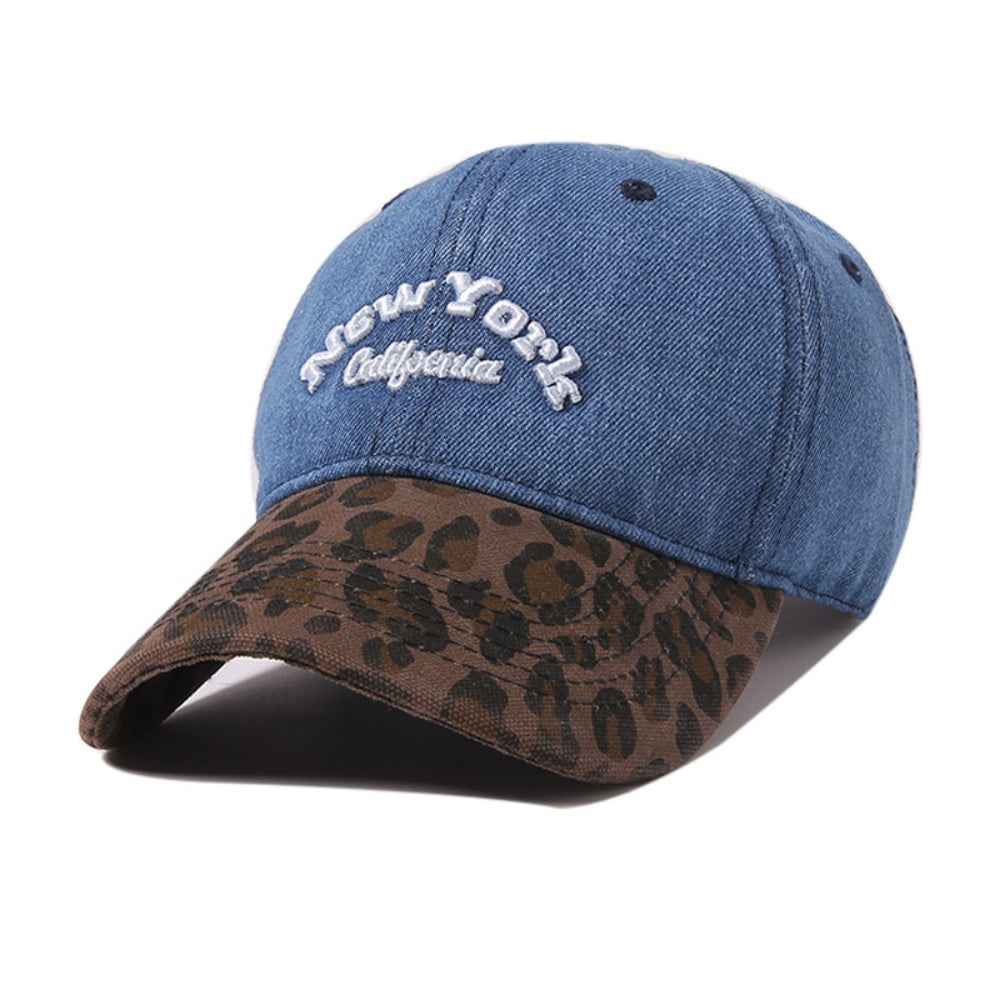 Vintage Girlstyle Leopard Print Baseball Cap, Distressed Lettered Hat