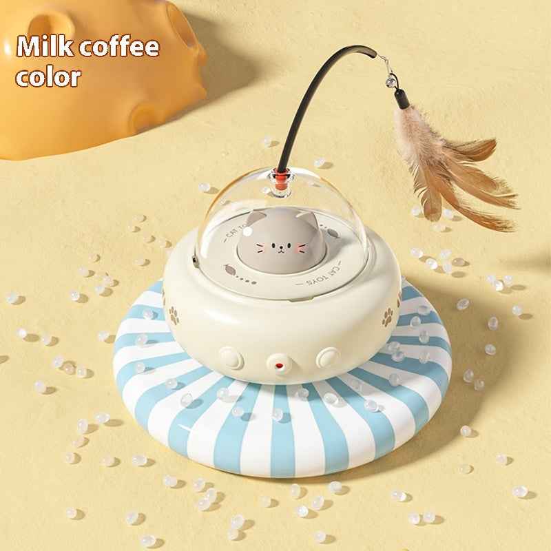 Smart Teaser Electric UFO Cat Teaser Stick with Bell & Replaceable Feathers