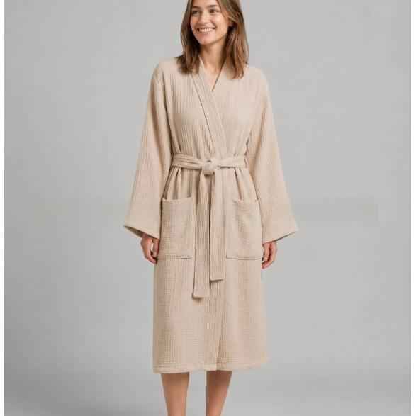 Solid Color Belt Bathrobe Minimalist Nightgown Sleeveless