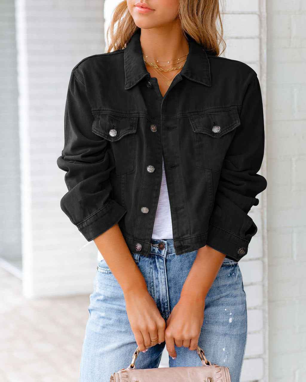 Long Sleeve Denim Jacket - Autumn Winter Fashion Short Outerwear