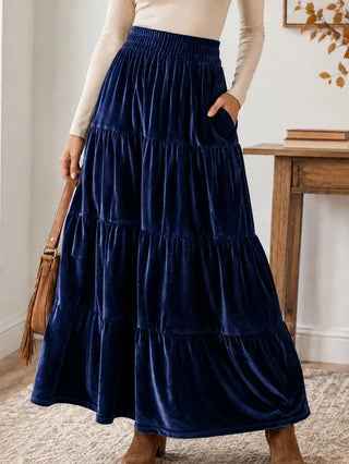 High-Waisted Pleated Long Dress with Wide Skirt Shape | Elegant & Comfortable