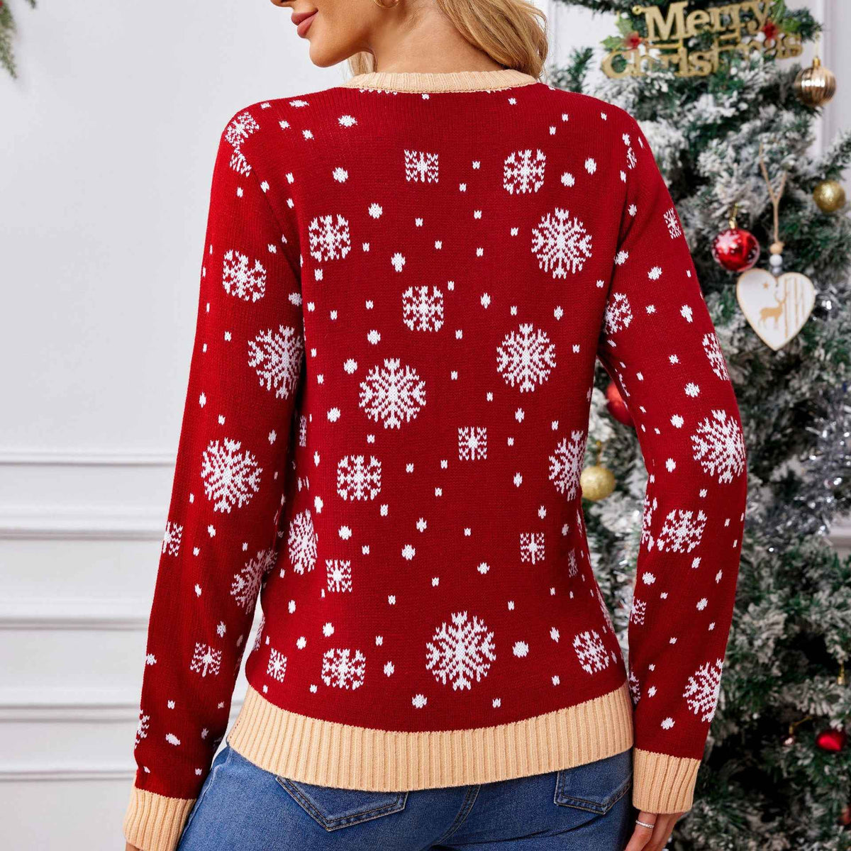 Red Santa Claus Christmas Pullover for Women - Festive Holiday Sweater