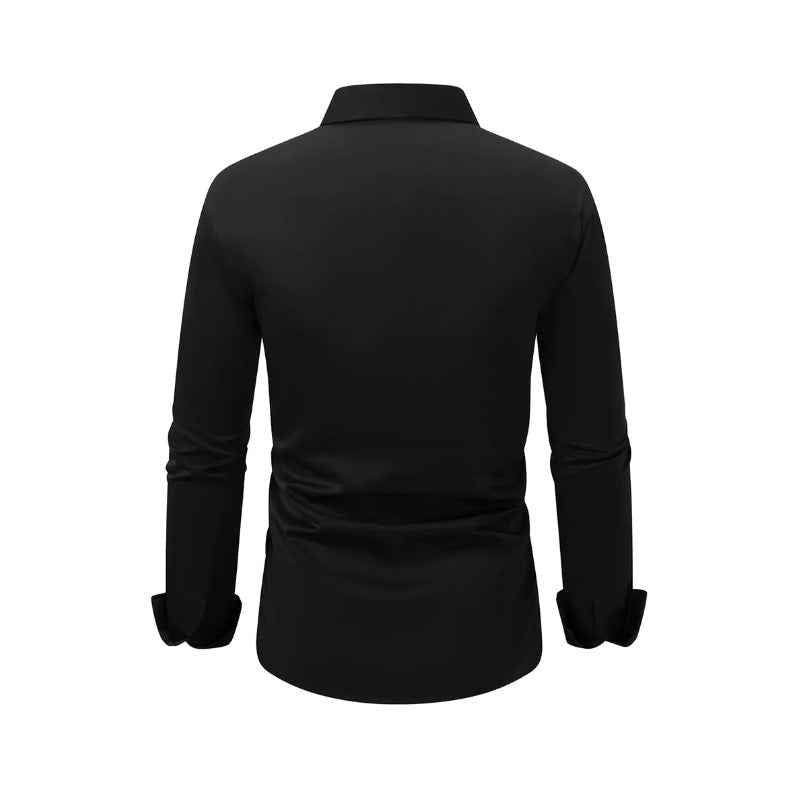 Men's Business Button-Down Shirt - Summer Solid Color Lapel Style