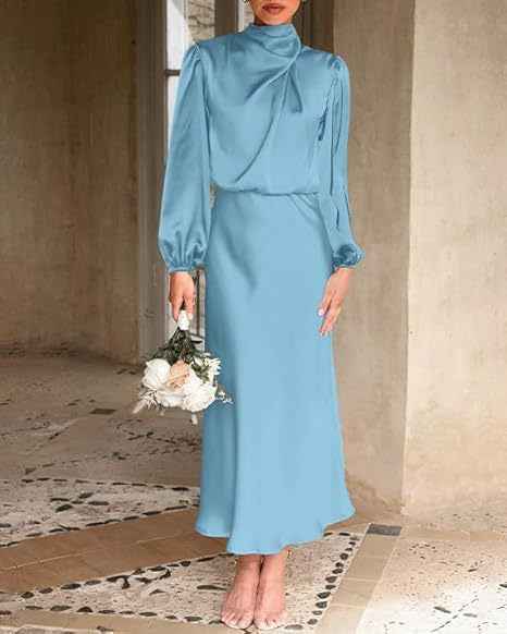 Elegant Satin Halterneck Formal Evening Dress for Special Occasions