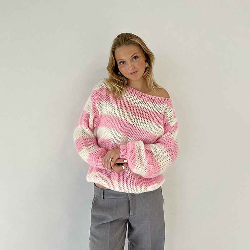 Relaxed Striped Pullover Knit Sweater