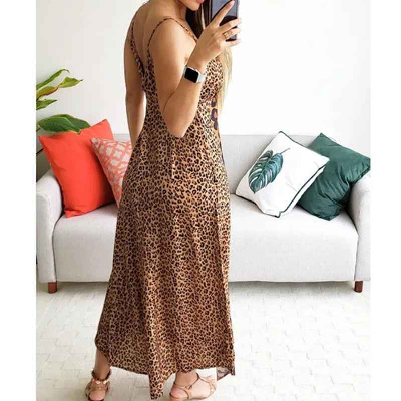 New Leopard Print Butterfly Strap Dress for Women - Lightweight Summer
