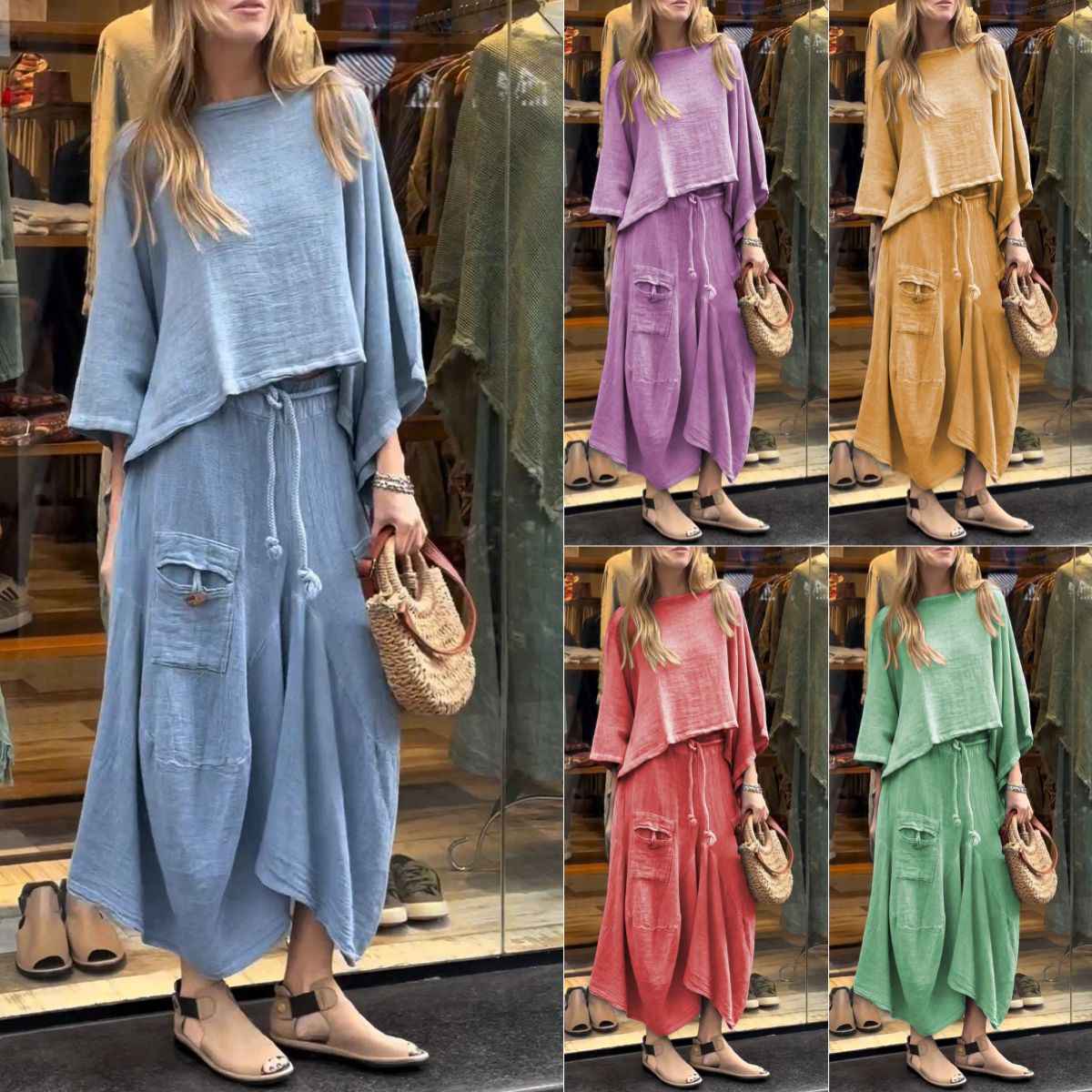 Yellow Comfy Pullover Top & Long Skirt Set - Effortless Casual Style