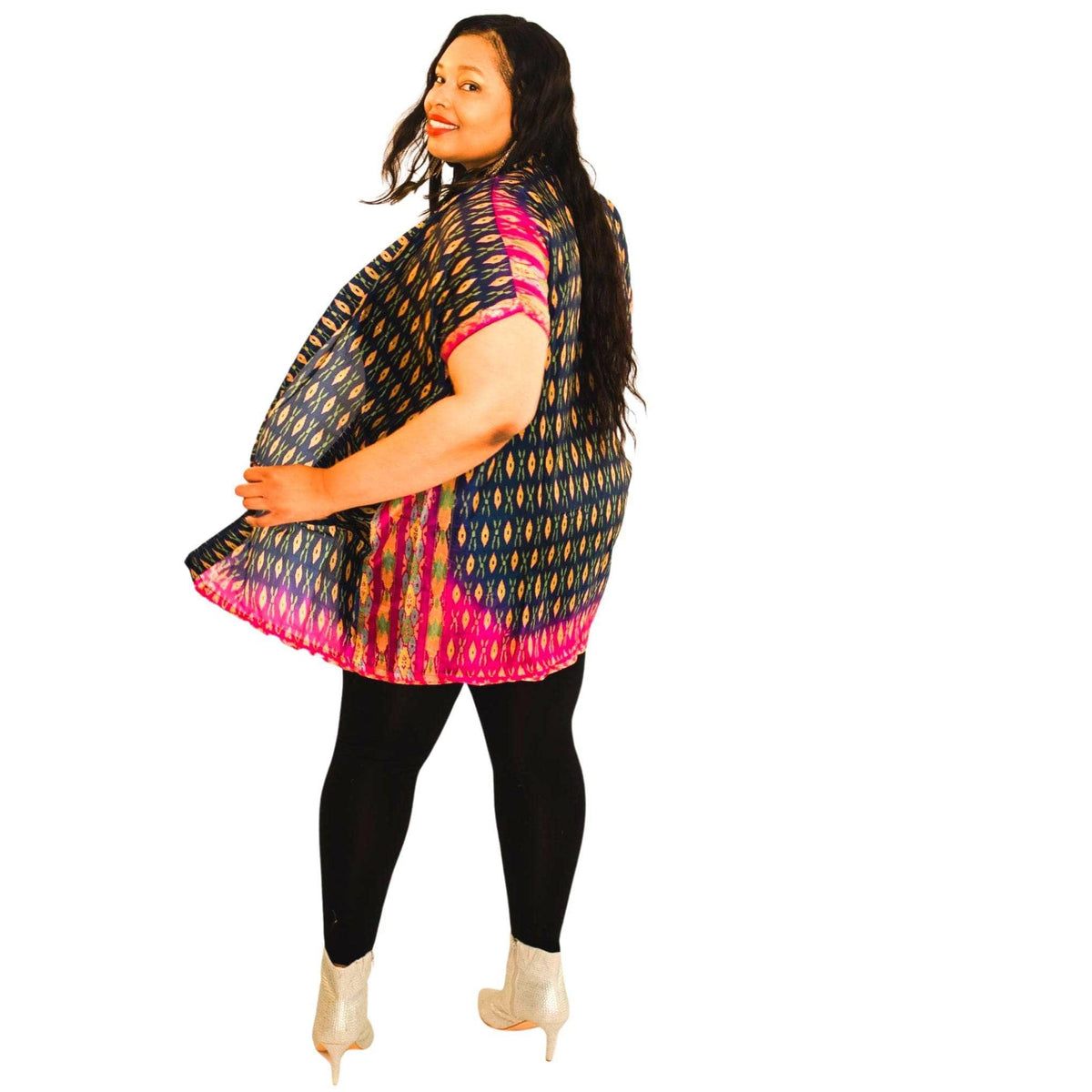 Amara Short Sari Duster: Lightweight Eco-Friendly & Reclaimed Sari Fabric Top