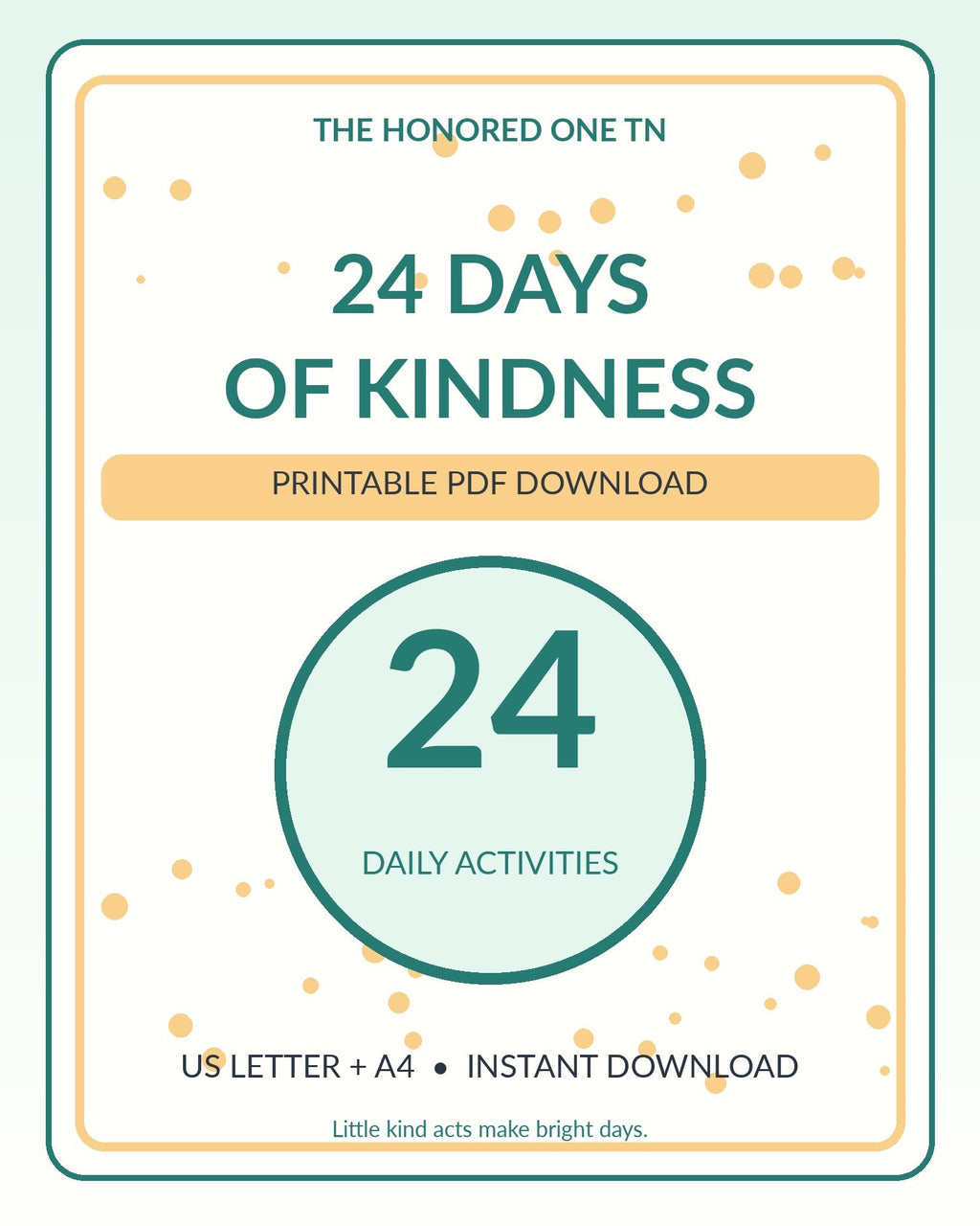 Cozy Kindness Countdown printable PDF cover
