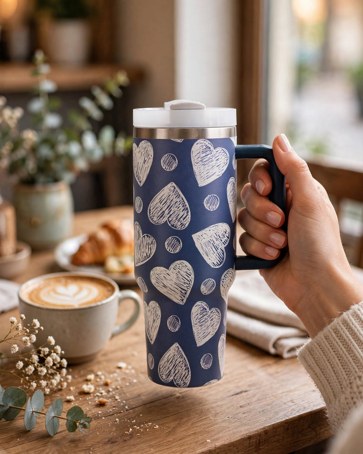 40oz Tumbler With Handle and Straw Lid – 1200ml Insulated Stainless Steel Tumbler, Cold 24H / Hot 12H, Leak-Proof, Cup Holder Friendly – 42+ Prints