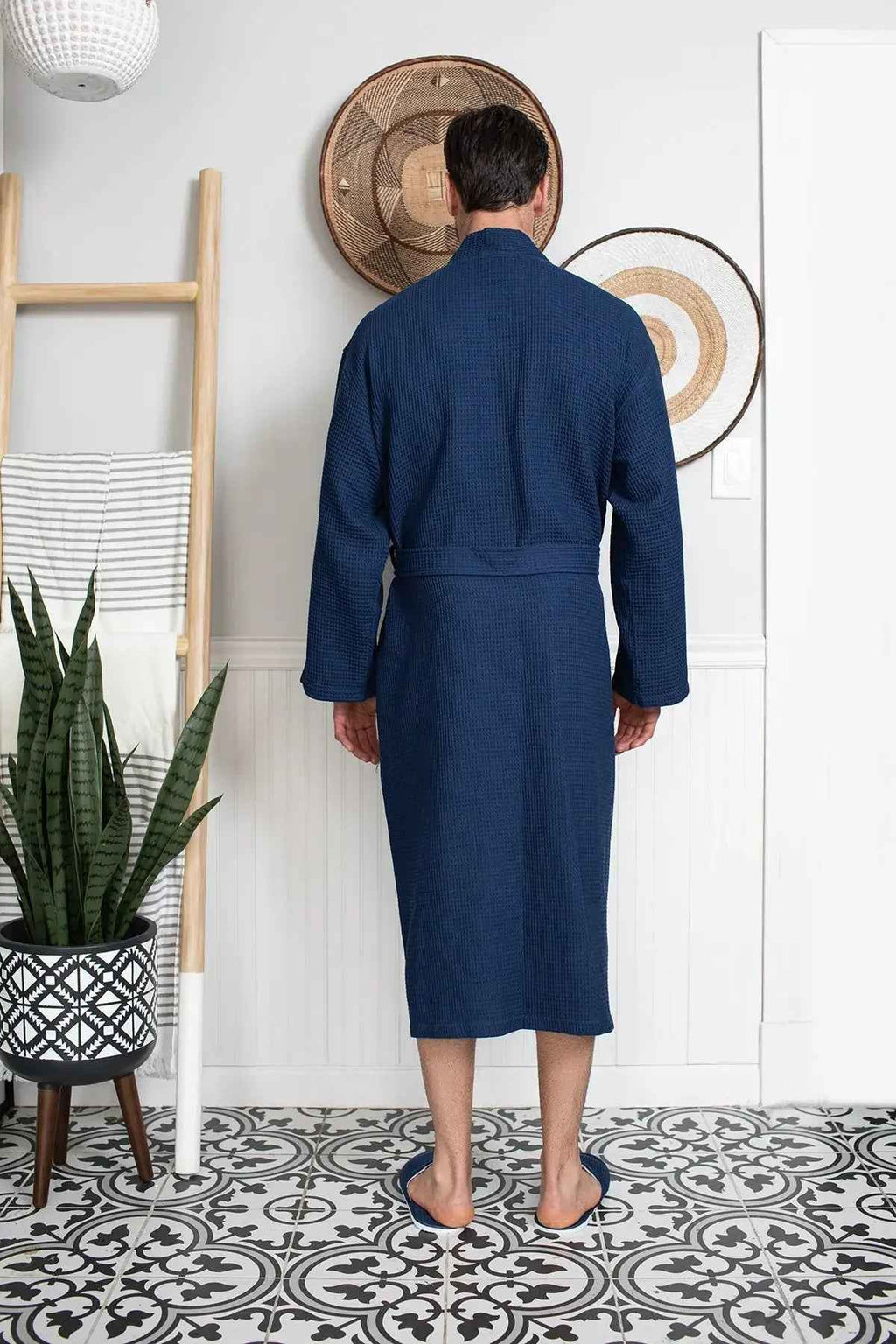 Men's Waffle Spa Bathrobe - Quick Dry, Lightweight Kimono