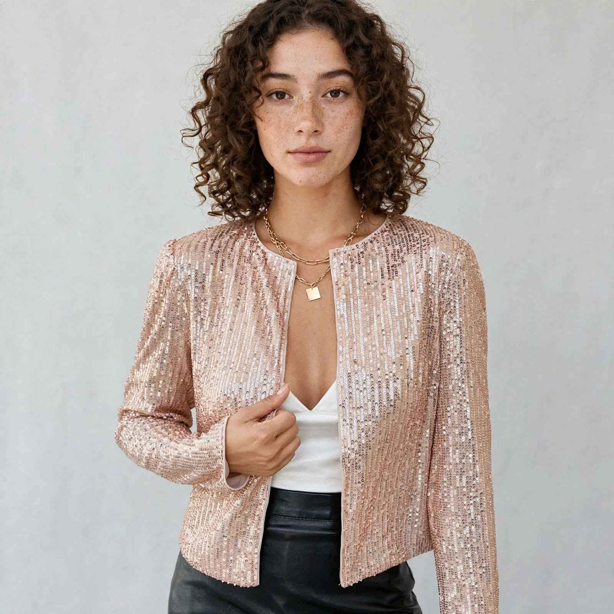 Women's Sequin Short Coat: Sparkle for Winter Style