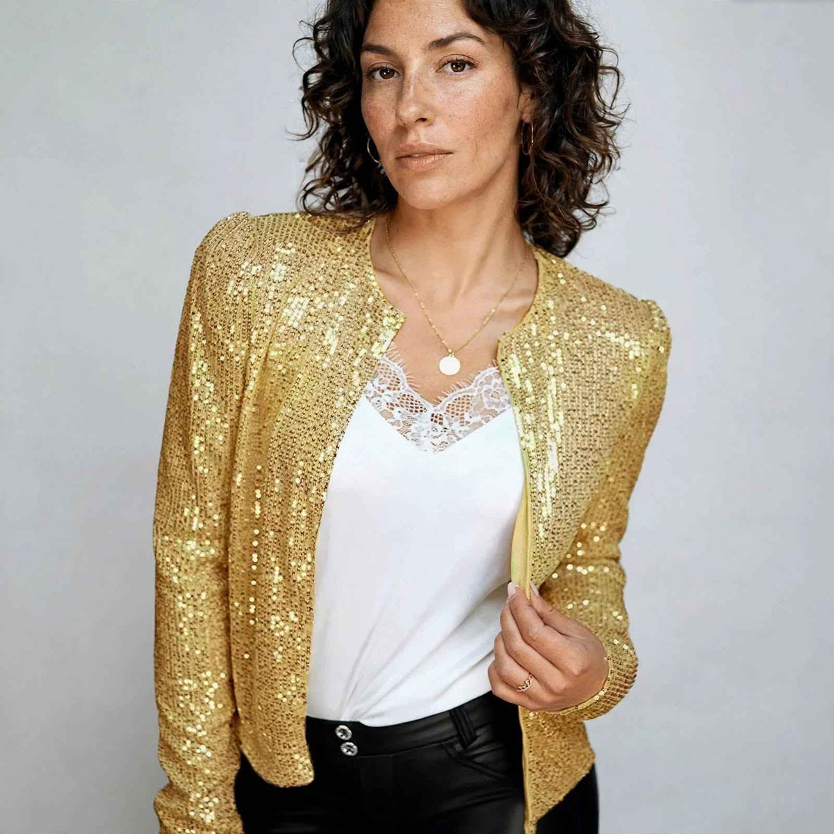 Women's Sequin Short Coat: Sparkle for Winter Style
