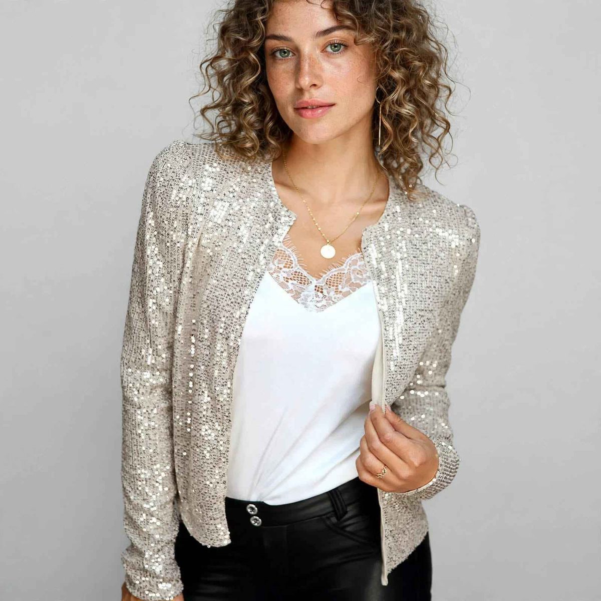 Women's Sequin Short Coat: Sparkle for Winter Style