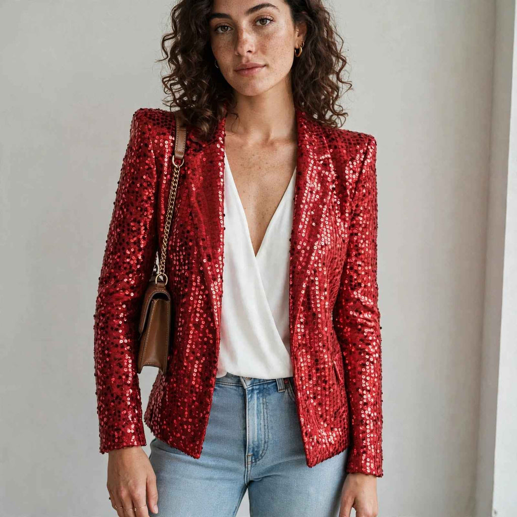 Women's Sequin Short Coat: Sparkle for Winter Style