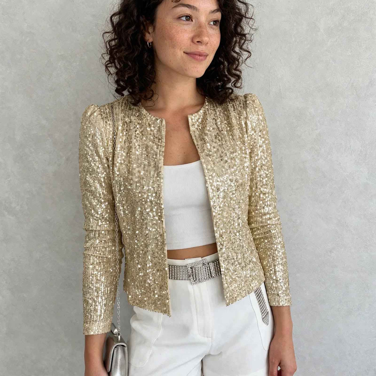 Women's Sequin Short Coat: Sparkle for Winter Style