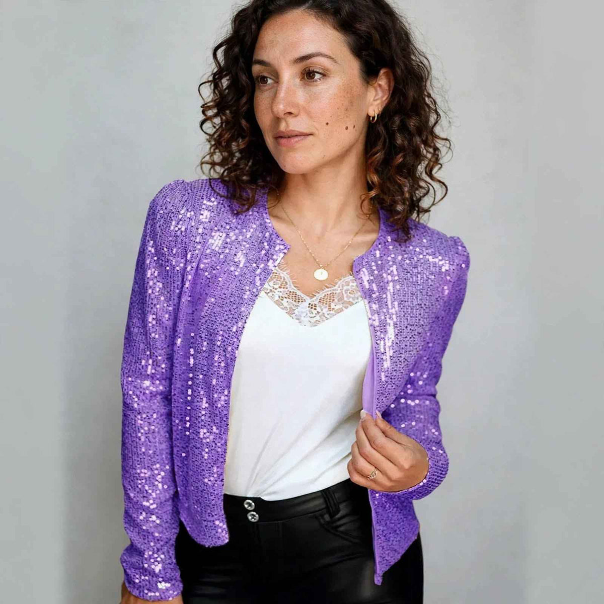 Women's Sequin Short Coat: Sparkle for Winter Style