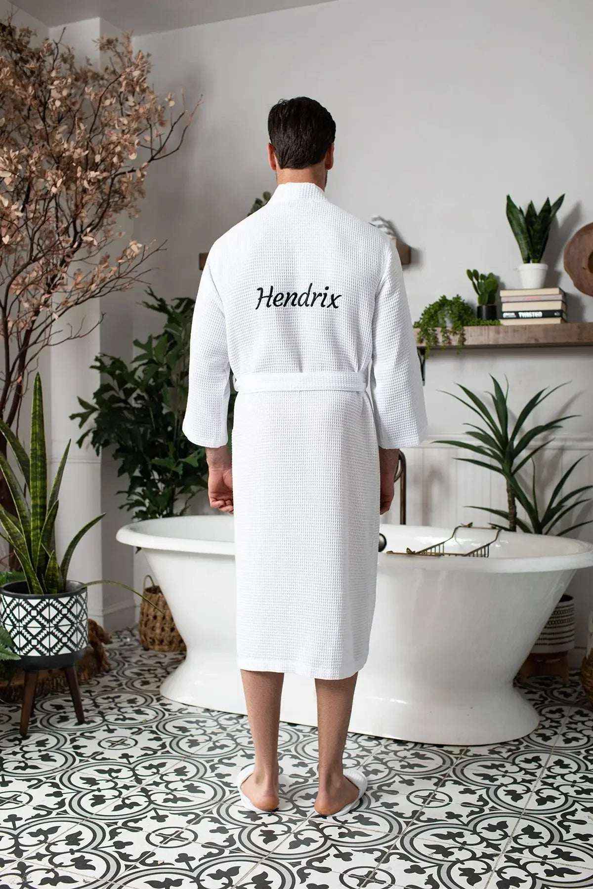 Men's Waffle Spa Bathrobe - Quick Dry, Lightweight Kimono