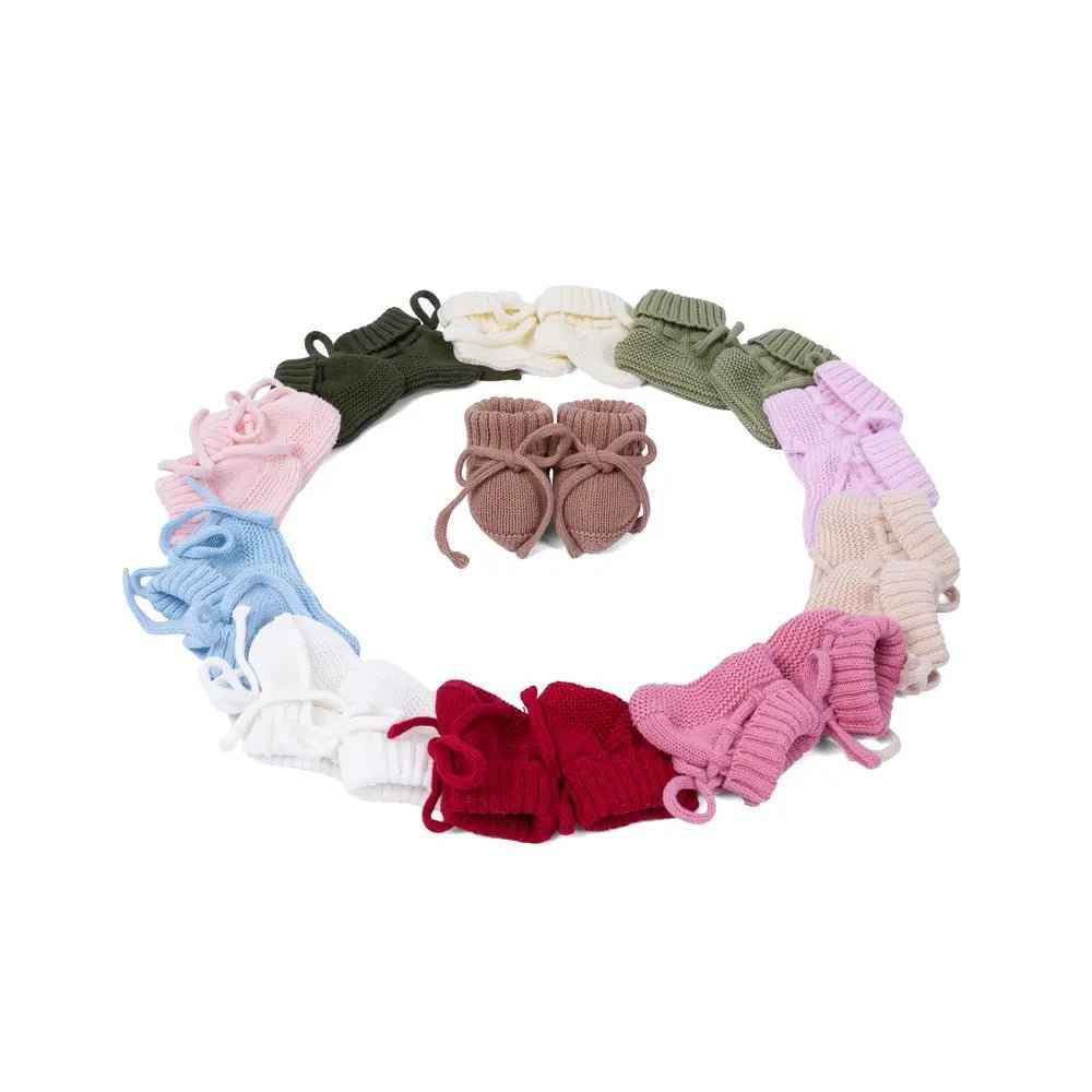 Cute Newborn Knit Booties: Soft Cream 100% Cotton Baby Socks
