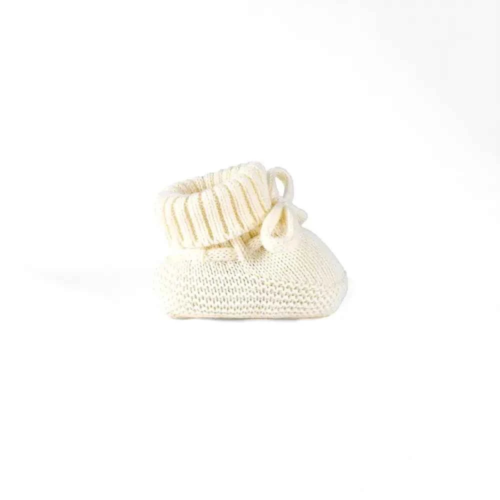 Cute Newborn Knit Booties: Soft Cream 100% Cotton Baby Socks