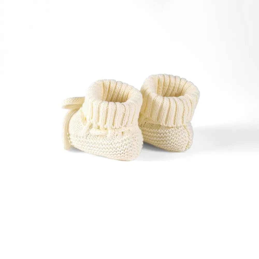 Cute Newborn Knit Booties: Soft Cream 100% Cotton Baby Socks