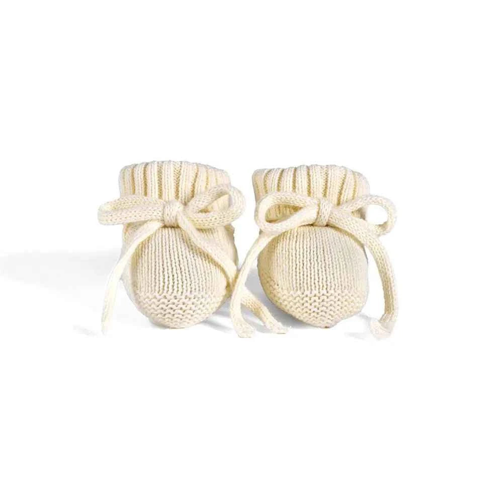 Cute Newborn Knit Booties: Soft Cream 100% Cotton Baby Socks