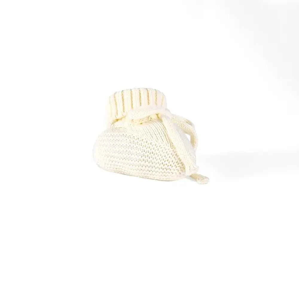 Cute Newborn Knit Booties: Soft Cream 100% Cotton Baby Socks