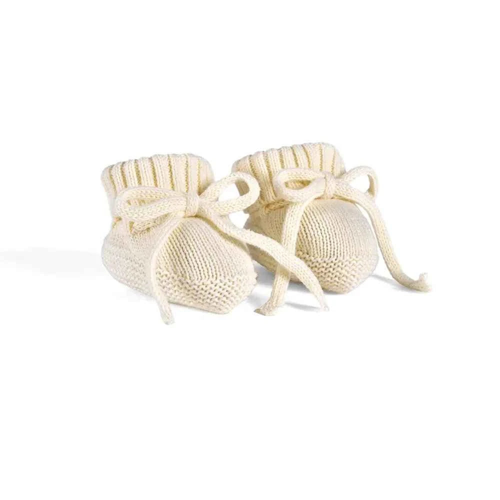 Cute Newborn Knit Booties: Soft Cream 100% Cotton Baby Socks