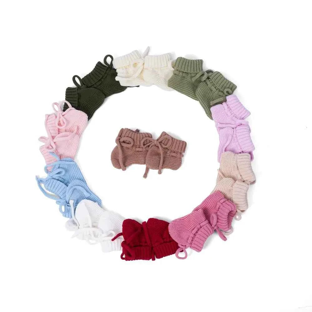 Cute Newborn Knit Booties: Soft Cream 100% Cotton Baby Socks