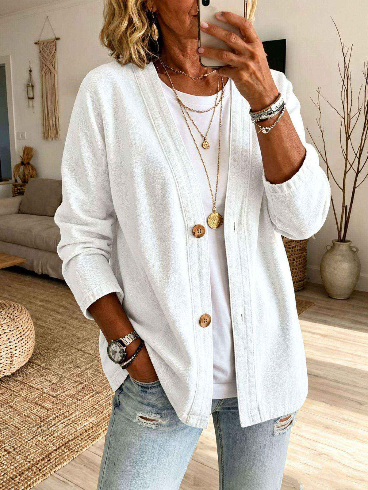 Women's Fashionable Casual Denim Jacket - Comfortable & Stylish Long Sleeve