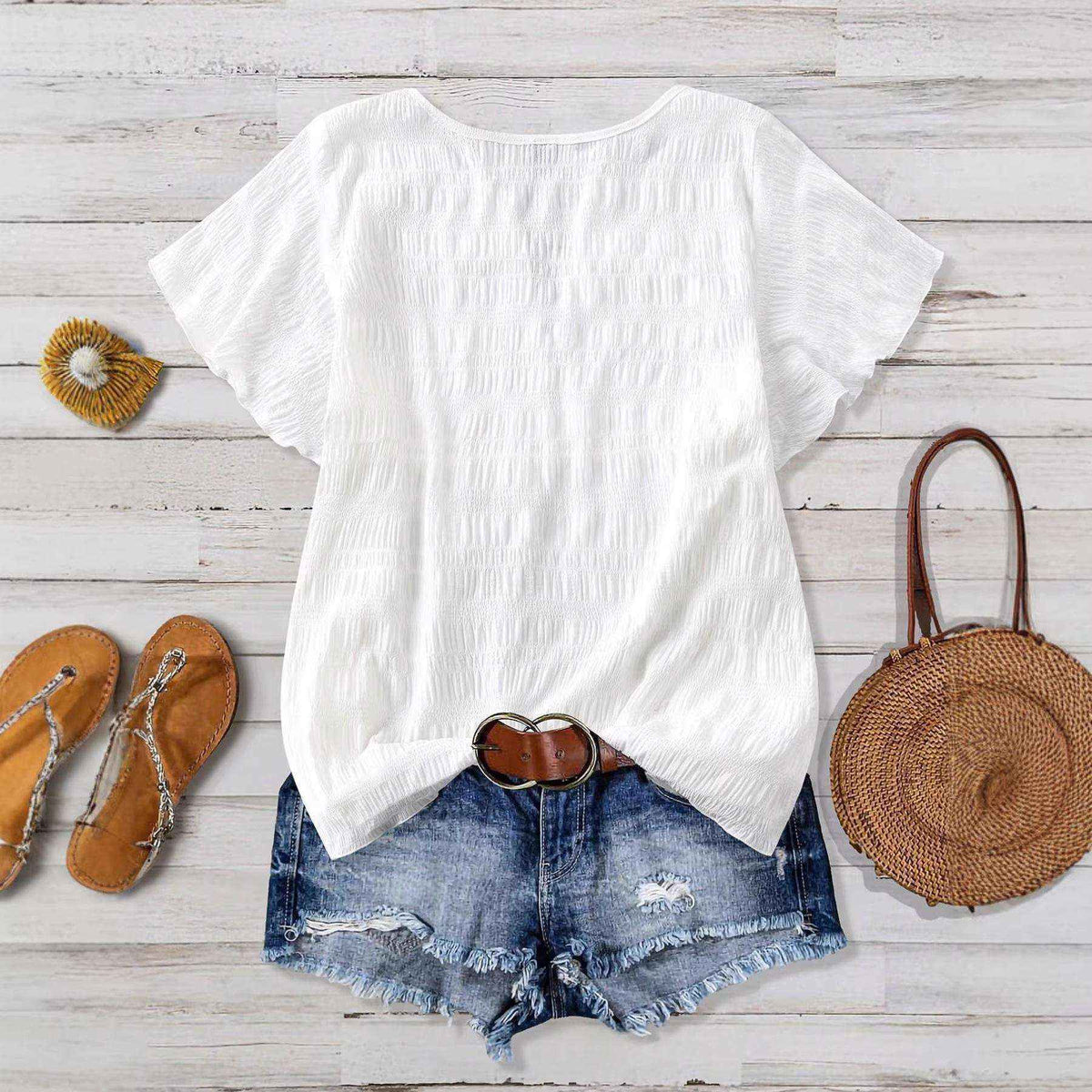 Plus Size Women Embroidered Lace V-Neck Blouse