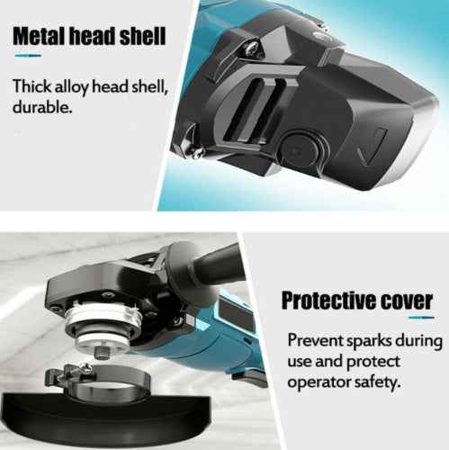 Cordless Angle Grinder 125mm 21V - Electric Rotary Tool w/2 Batteries