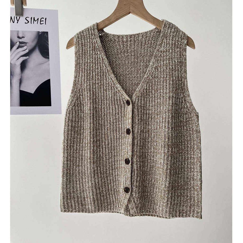 V-Neck Knit Sweater Vest for Office & Commute