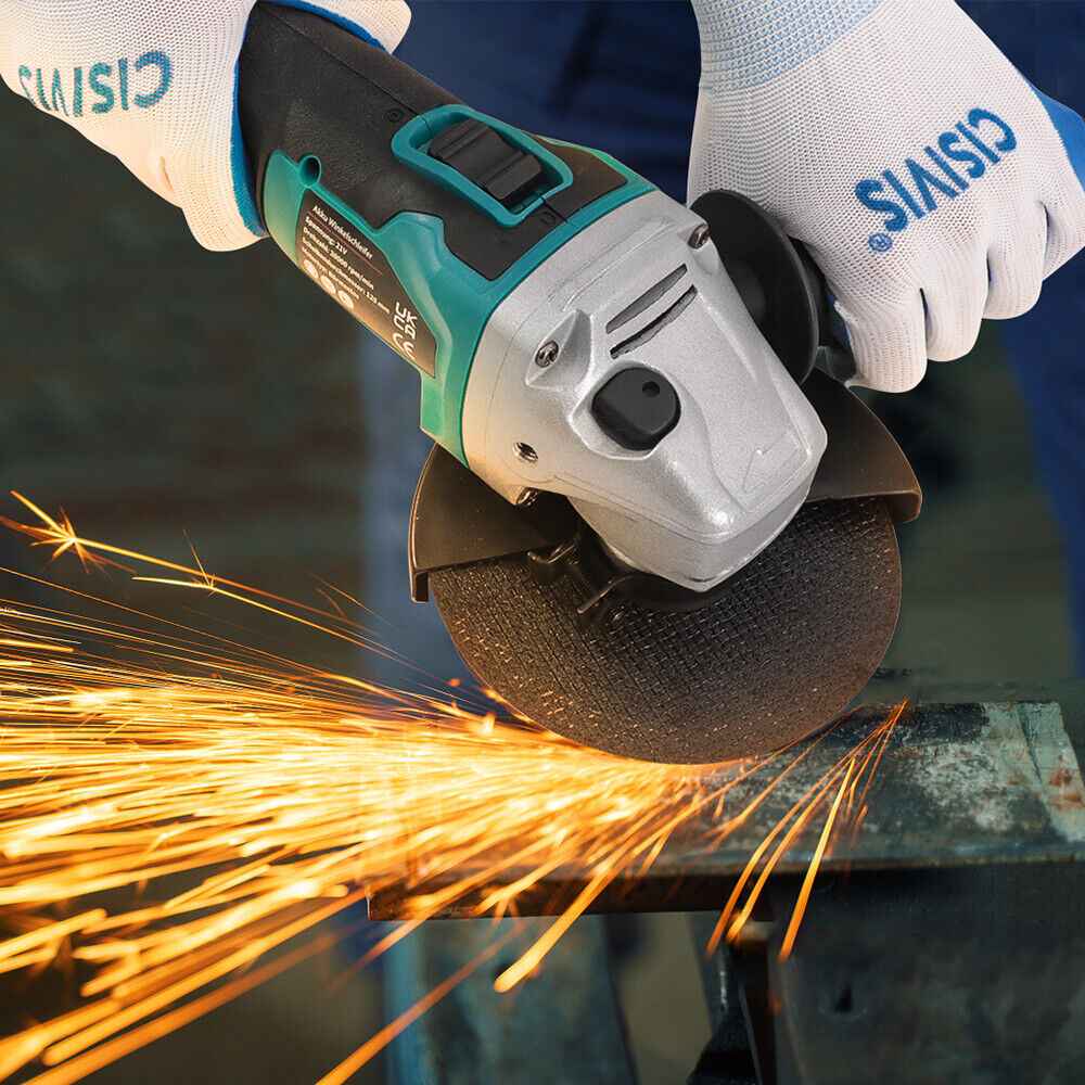 Cordless Angle Grinder 125mm 21V - Electric Rotary Tool w/2 Batteries