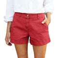 Women's High-Waisted Bermuda Shorts - Twill Cotton Casual & Elegant